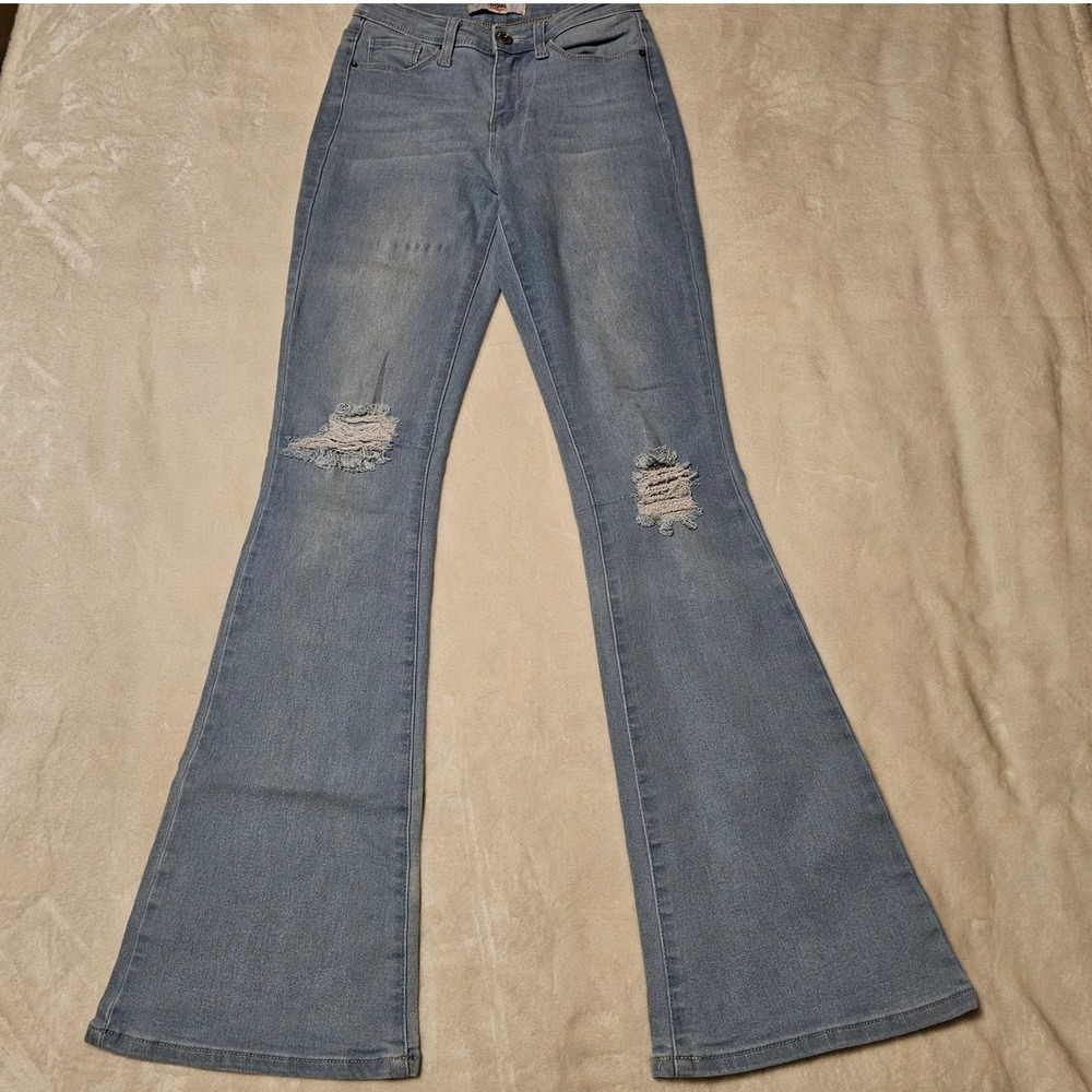California Vintage Distressed High Rise Bell Bottoms Jeans Juniors Size 3 / 26